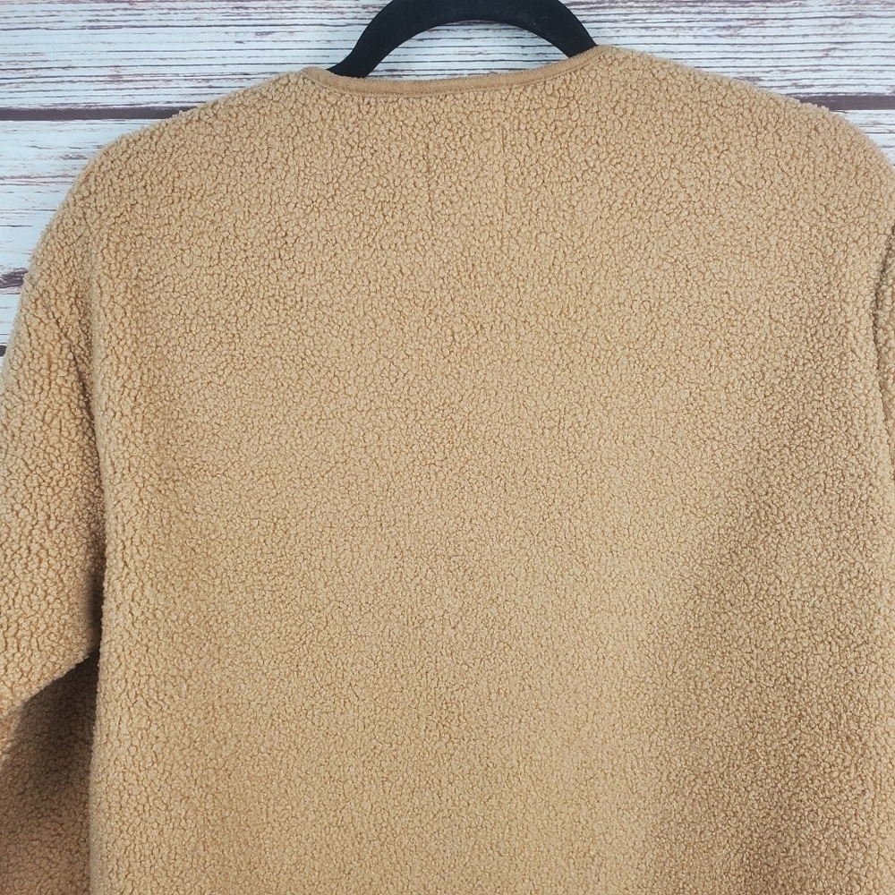Joie Womens XS Tan Sherpa Snap Botton Fleece Lined Teddy Jacket - Picture 8 of 10